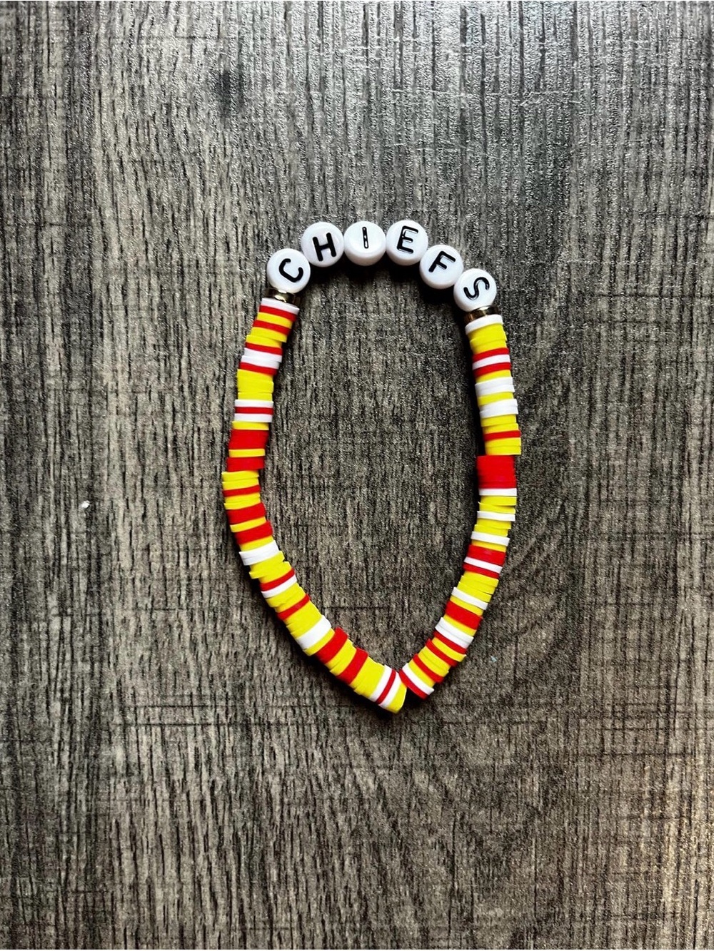 Chiefs Red & Yellow Beaded Stretch Bracelet